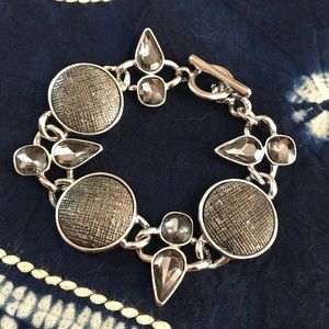 Silver bracelet with gray stones